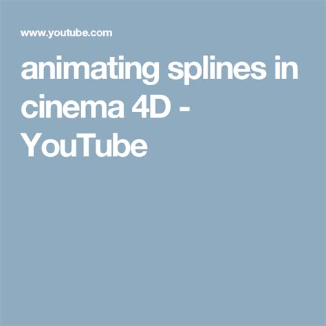 Animating Splines In Cinema 4D YouTube Cinema 4d Cinema 4d