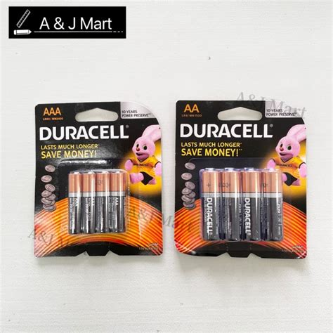 Duracell Alkaline Battery Aa Aaa 15v Lr03 Lr6 Bateri Duracell 电池 4pcspack Lazada