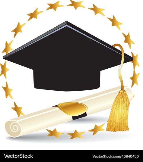 Graduation hat and paper degree certificate Vector Image