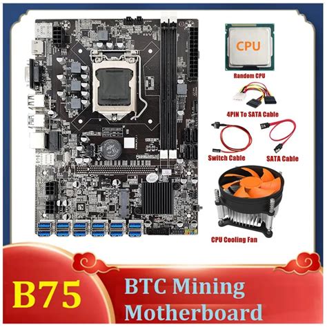 Placa base de minería B75 ETH adaptador de 12 PCIE a USB CPU 4 pines