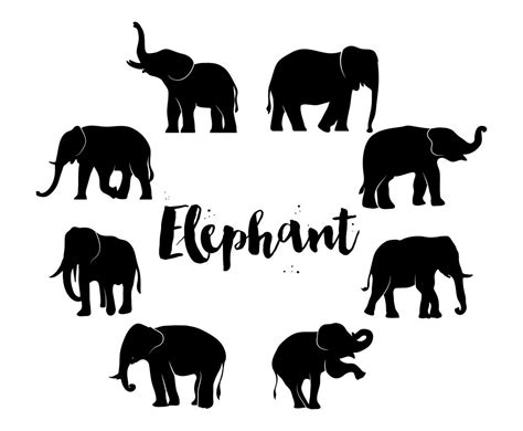 Free Elephant Silhouette Set Vector Art & Graphics | freevector.com