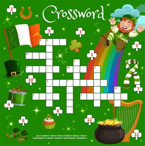 Premium Vector Saint Patrick Crossword Puzzle Game Quiz Worksheet