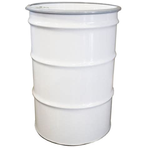 55 Gallon White Open Head Steel Drum Buff Epoxy Phenolic Lining W White Cover 2 And 3 4 Tri