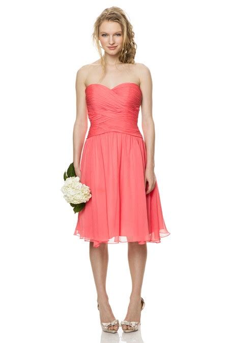 Cute A Line Strapless Sweetheart Short Coral Chiffon Ruched Party