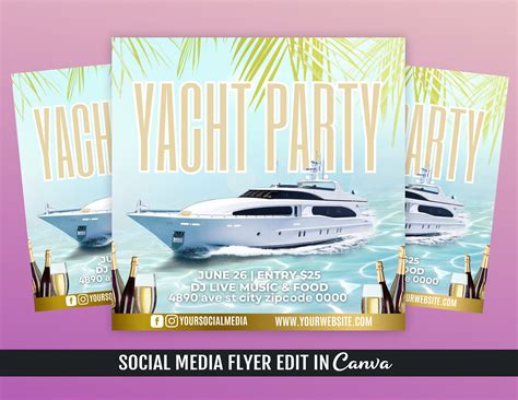 Yacht Party Flyer Template - Etsy