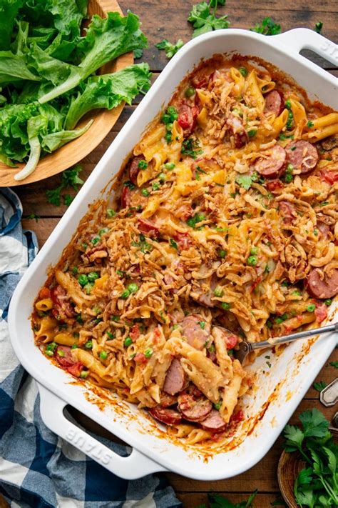 Dump And Bake Sausage Noodle Casserole The Seasoned Mom