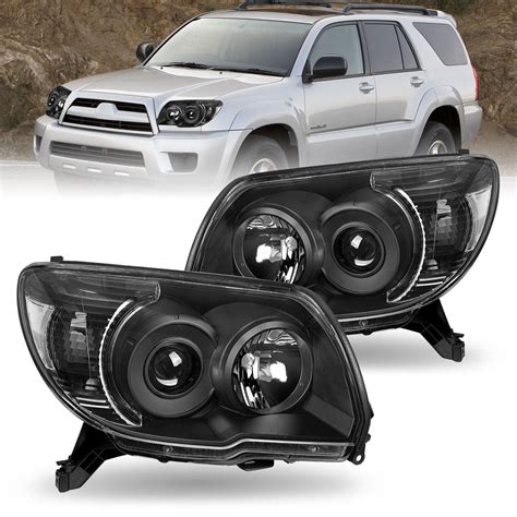 For 2006 2009 Toyota 4runner Black Headlights Clear Corner Headlamps