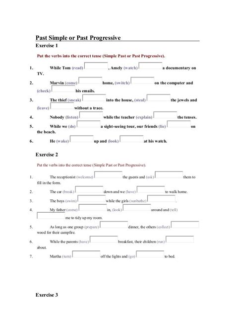 Past Simple Past Progressive Present Perfect Exercises Printable