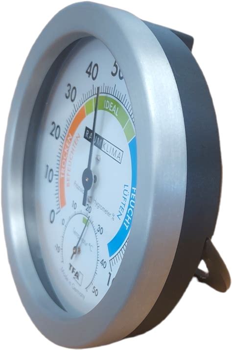 Tfa Thermometer Hygrometer Analoog Met Metalen Ring Gekleurde