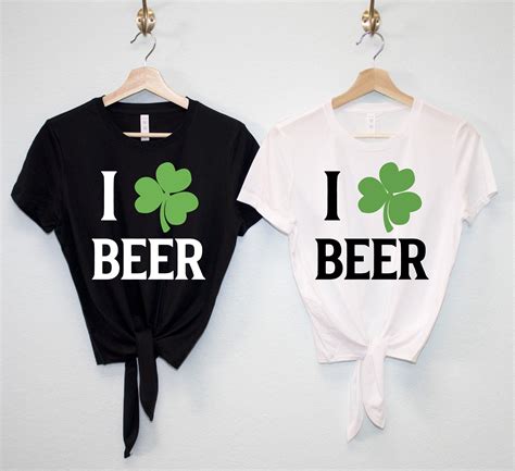 I Love Beer Shamrock St Patricks Day Crop Top Shirts Tie Crop Top