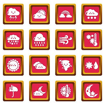 Red Apple Isolated Vector Art PNG Weater Icons Set Vector Red Square