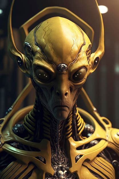 Obra Maestra Fotorrealista De Un Androide Alien Gena Amarillo Oscuro