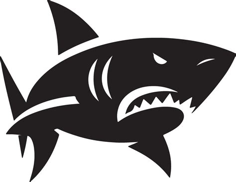 A Minimal Angry Shark Flat Illustration Silhouette Black Color