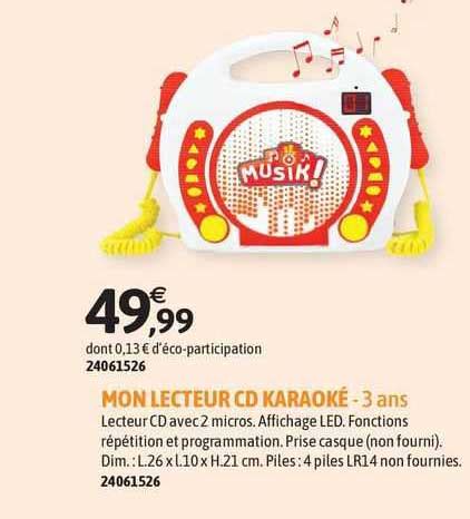 Promo Mon Lecteur Cd Karaoké chez JouéClub iCatalogue fr