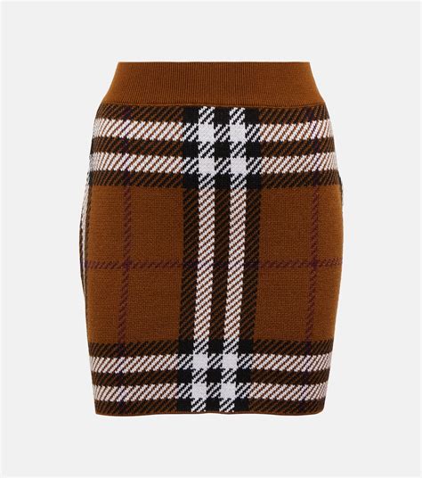 Checked Jacquard Wool Miniskirt In Multicoloured Burberry Mytheresa