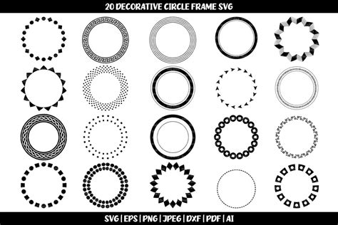 Decorative Circle Frame Svg Bundle Circle Frame Clipart Etsy