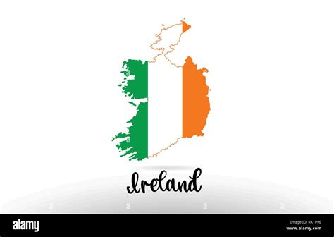 Ireland country flag inside country border map design suitable for a ...