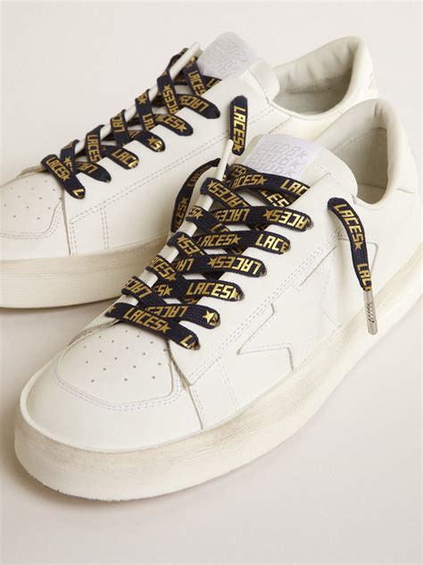 Navy Blue Laces With Contrasting Gold Colored ‘laces Lettering