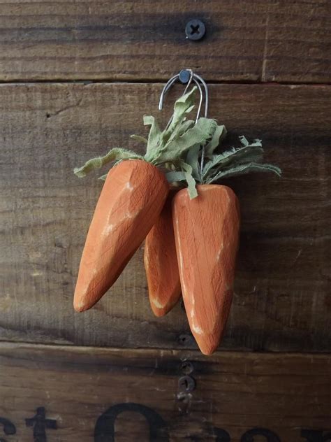 Wood Carrot Easter Ornament In Primitive Carrots Easter Spring