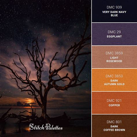 Tree Under Starry Sky In 2024 Color Palette Design Color Schemes