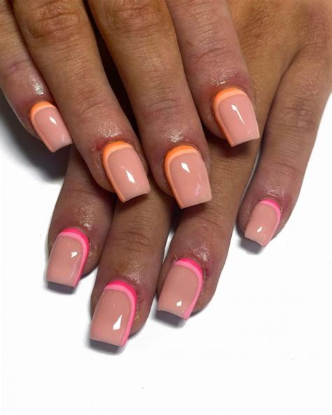 20 Reverse French Manicure Ideas That Are So Cute Layer Neon Pastel