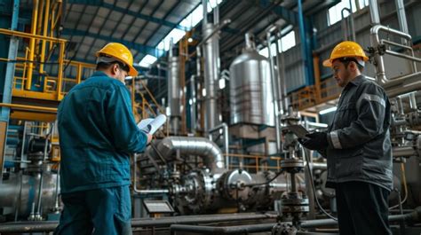 Premium Photo | Workers in an industrial plant for the production and ...