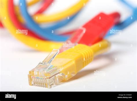 Category 5 Network Cables Isolated On White Three Different Colorsred