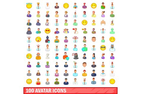 100 Avatar Icons Set, Cartoon Style Graphic by ylivdesign · Creative ...