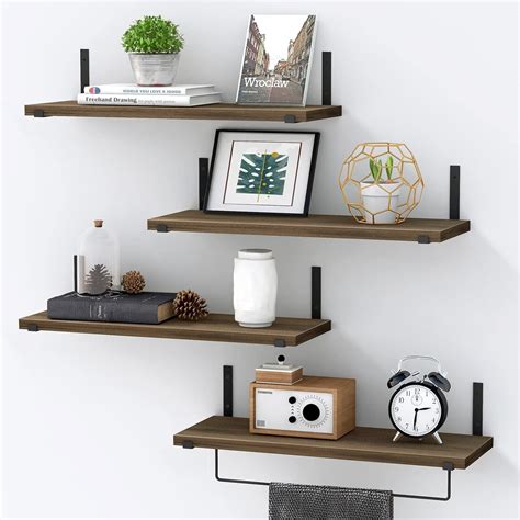 Amazon LiviNGPAi Floating Shelves Wall Mounted Set Of 4 Bathroom