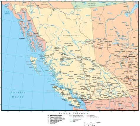 British Columbia Province map in Adobe Illustrator vector format