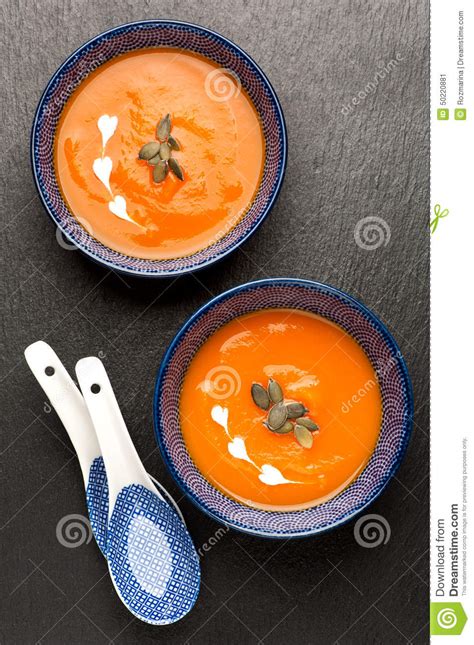 Pumpkin Soup On The Chalkboard Stock Image Image Of View Creamy