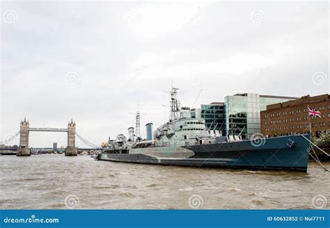 Hms Belfast E Ponte Da Torre De Londres Fotografia Editorial Imagem