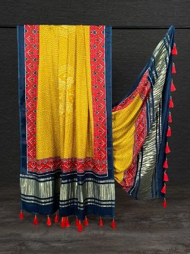 Mustard Color Digital Bandhani Printed Pure Gaji Silk Dupatta With