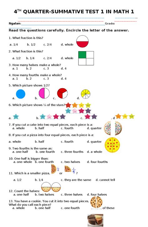 st  math  grade  summative test  fractions  division studocu