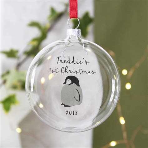 Personalised First Christmas Baby Penguin Bauble By Olivia Morgan Ltd