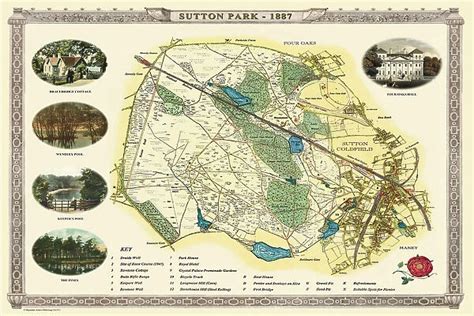 Old Map of Sutton Park near Sutton Coldfield 1885 (Print #20348233)