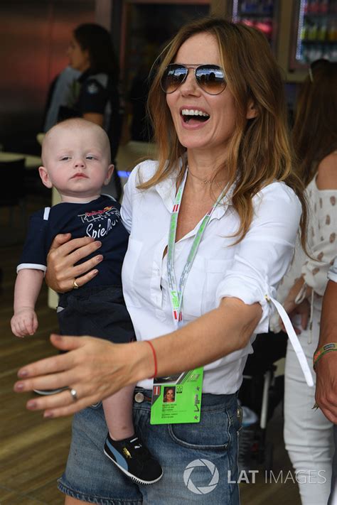 Geri Halliwell, her son Montague George Hector Horner at Austrian GP