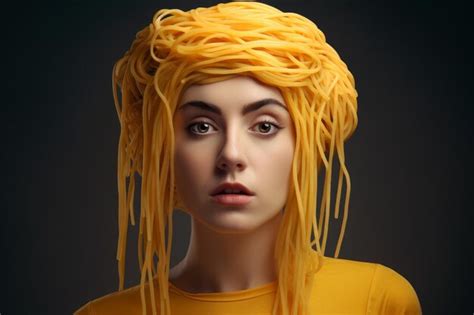 Premium Ai Image Woman With Spaghetti Hair Ai Generated