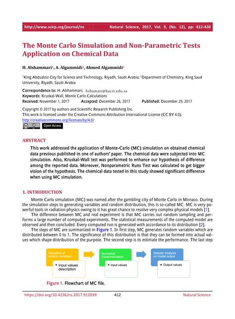 Pdf The Monte Carlo Simulation And Non Parametric Tests Application