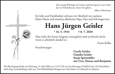 Traueranzeigen Von Hans J Rgen Geisler Trauer Flz De