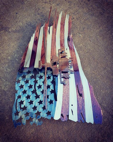 24 X 14 Apache Patina Battle Worn Flag Metal Worx Inc