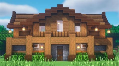 Minecraft How To Build A Huge Wooden Mansion Wooden House Wooden