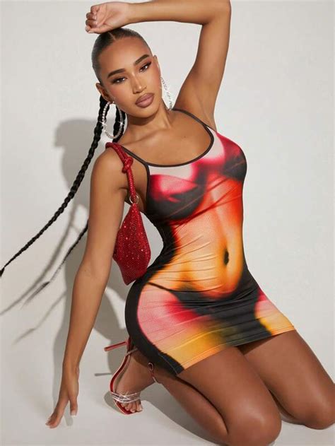 Shein Sxy Body Heat Map Print Bodycon Dress Shein Usa