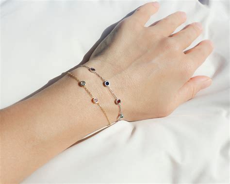 14k Gold Birthstone Bracelet Bracelets For Women Friendship Etsy Uk