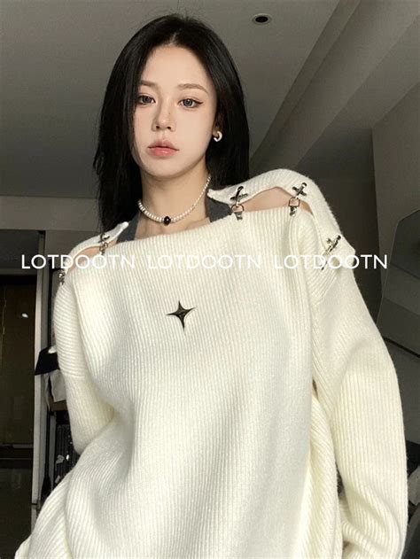 Lotdootn Y K Women Korean Vintage Oversized High Street Sweater