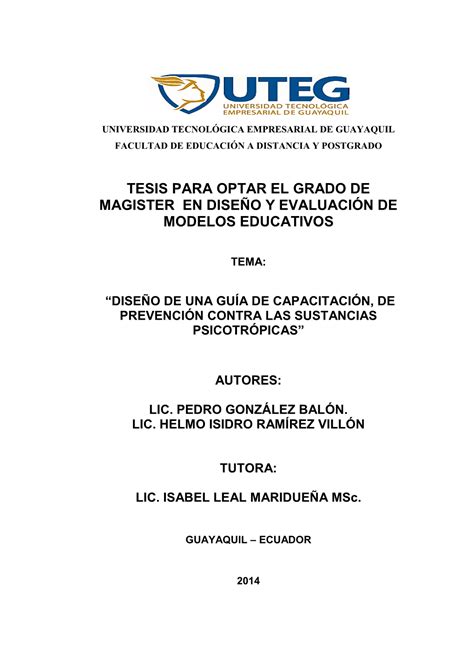 Tesis Para Optar El Grado De Magister En Dise O Y Evaluaci N De Modelos