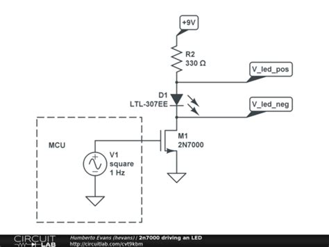 2n7000 driving an LED - CircuitLab