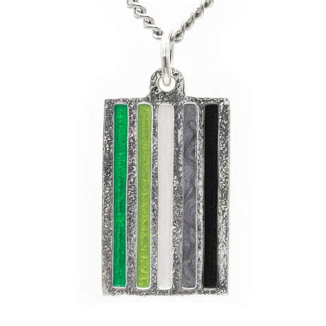 Aromantic Pride Flag Necklace Sterling Silver Domestic Platypus