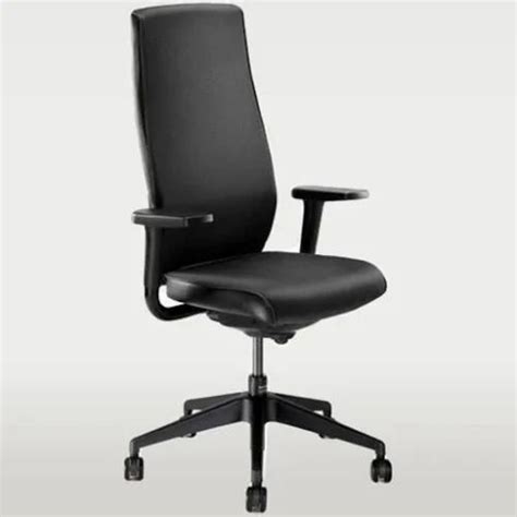 Leather Mid Back Godrej Office Chair Fixed Arm Black At Best Price In