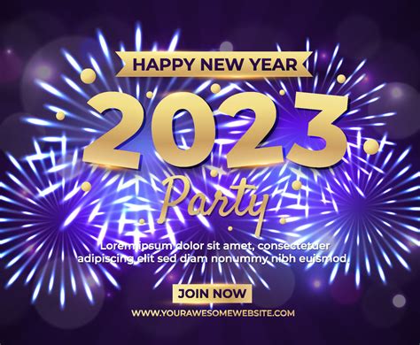 Fireworks New Year 2023 Poster Vector Art & Graphics | freevector.com